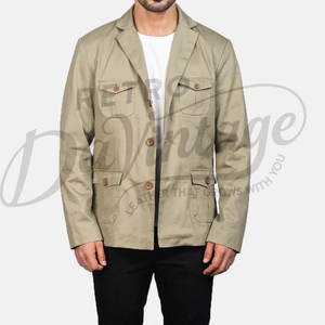 Chaqueta Safari de Algodón Caqui para Hombre, Ligera, Premium, con 4 Bolsillos, Estilo Blazer, Casual, de Verano, para Negocios, con Botones, Tipo Abrigo Utilitario - Product Image 6