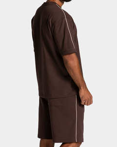 Camiseta y Pantalones Cortos Oversize Personalizados de Algodón Mezclado Transpirable con Ribetes para Hombre, Ideales para Gimnasio y Uso Urbano - Los Más Vendidos - Product Image 4