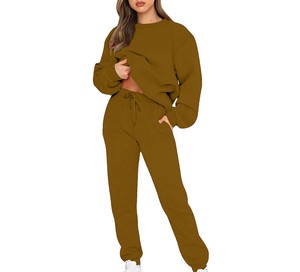 <b>Womens</b> Winter Acid Washed <b>Sweatsuit</b> Set Fleece Hoodie Jogger Pants Cotton Blend Casual Street Sports Front Soft Training - Product Image 5