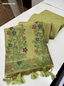 Sari en coton Muga de qualité supérieure, doux, avec bordure tissée à motifs dispersés, et pallu Jamdani tissé en Resham – Mode féminine - Product Image 4