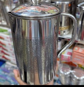 Stainless Steel Water Jug With Lid Classic Design Metal Drink Dispenser Reusable Bar <b>Accessory</b> - Product Image 2