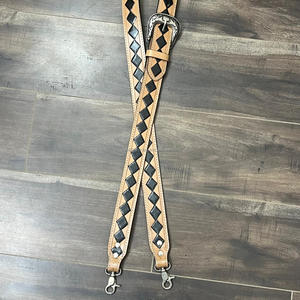 Correa de hombro de cuero mecanizada a mano multifunción ajustable personalizada patrón a cuadros correas de bolso de cuero genuino para Unisex - Product Image 4