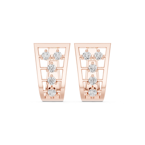 Pendientes de Aro Redondos de Plata de Ley 925 Chapados en Oro Rosa de 18K con Triple Banda de Circonitas, Estilo Bali, Lujo Contemporáneo para Mujer - Product Image 2