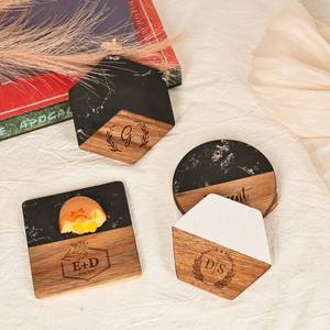 Natural Marble And Wood <b>Coaster</b> Set NEHA ENTERPRISES Decorative <b>Drink</b> <b>Coasters</b> for Home Restaurant Cafe - Product Image 5