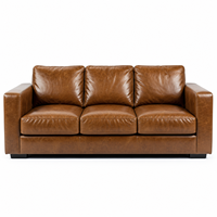 Modernes Wohnzimmer-Sofa aus Echtleder mit Kastenförmigen Armlehnen Stabiler Rahmen Umweltfreundliches Schlafsofa für Schulgebrauch