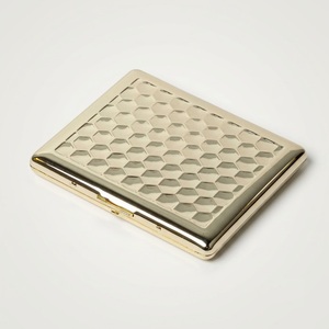 Étui à cigarettes en métal doré avec logo personnalisé, motif nid d'abeille haut de gamme, boîte de rangement portable pour cigares, format de poche, accessoire de fumeur, cadeau - Product Image 1