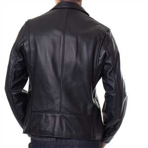 Veste en cuir pour homme, logo personnalisé, couleur noire, style motard, avec fermeture éclair sur le devant, deux poches latérales, coupe classique, veste d'hiver pour homme - Product Image 4