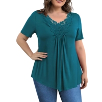 Camiseta Casual de Manga Corta para Mujer, Talla Grande, Transpirable, Cuello Redondo, con Volantes, Ecológica, de Secado Rápido, Antiarrugas y Cómoda