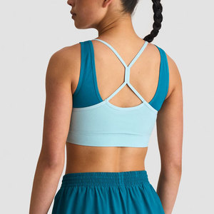 Sujetador Deportivo de Doble Capa para Mujer, 90% Poliéster, 10% Elastano, Alta Elasticidad, para Gimnasio, Verano, Entrenamiento, Running, Color Sólido - Product Image 5