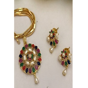 Ensemble collier et boucles d'oreilles en or plaqué or véritable de qualité supérieure, perles Kundan, bijoux pour femmes, pour les mariages - Product Image 1