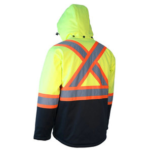 Chaqueta de Seguridad Reflectante de Alta Visibilidad para Hombre con Capucha y Bolsillos, Amarillo y Negro, Ropa de Trabajo - Product Image 4