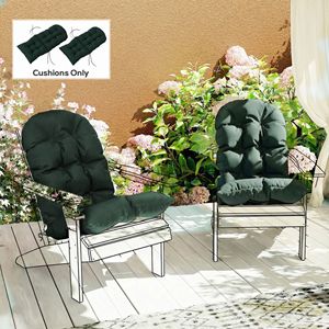 Set di 2 Cuscini per Sedia da Patio con Schienale Alto Trapuntato Verde Scuro, Cuscini per Adirondack da Esterno - Product Image 2