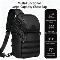 Sac de poitrine pour homme 2026, imperméable, antivol, avec port de charge USB, grande capacité, compatible avec tablette de 12,9 pouces, pour les sports de plein air