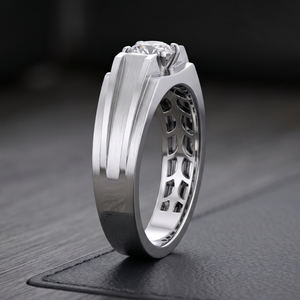 Anillo de Diamantes Solitario para Hombre, Anillo de Bodas de Oro Blanco de 18K, Anillo de Diamantes Cultivados en Laboratorio, Anillo de Compromiso Moderno, Regalo para Él - Product Image 2