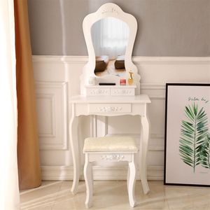 Set Vanity Singolo Iritual con Specchio Illuminato, 3 Cassetti e Sgabello Imbottito, Postazione Trucco con Funzione di Toeletta - Product Image 2