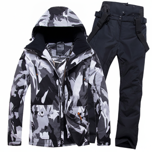 Professional Men's Waterproof Camouflage <b>Ski</b> Suit Set Thermal Windproof Snowboard Jacket and Black Insulated Pants Gear - Product Image 5