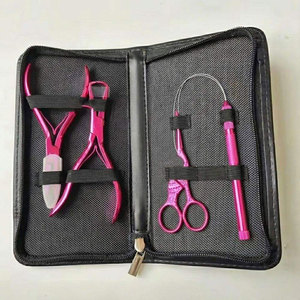 Black Professional Hair <b>Extension</b> Kit Micro <b>Bead</b> Pliers Loop Needle Pulling Hook and Scissors Set Complete Hair <b>Extension</b> - Product Image 4
