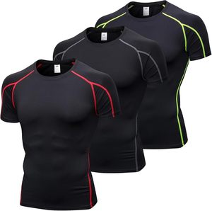 T-shirt de sport pour homme, coupe slim, haute élasticité, imprimé réfléchissant, logo par transfert thermique, pour entraînement musculaire. - Product Image 1