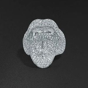 Imperial Jewels Luxus 'Lick of Death' Ring, Vollständig mit Diamanten Besetzt, Süßwasserperle, Cocktail-Ring, Fassung aus 925 Silber, Unisex - Product Image 1