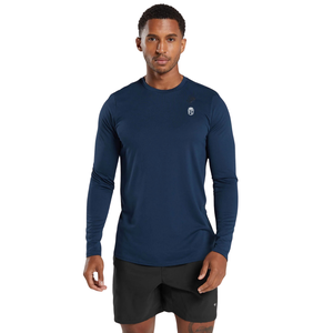 Camiseta de Manga Larga Ajustada para Hombre, Color Azul Marino, Elástica, para Gimnasio, Entrenamiento, Deportes, Ropa Deportiva Informal - Product Image 1