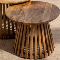 Table basse ronde en bois Vandana Zenova Orion pour les intérieurs de salon modernes