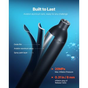 Bouteille de plongée portable 0,5 L, profondeur de plongée de 32,81 pieds, cylindre d'oxygène pour une respiration sous-marine de 5 à 10 minutes, réservoir d'air de plongée - Product Image 3