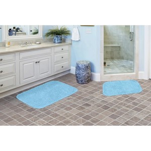 Solid Color Cotton Bath <b>Mats</b> Rectangle Non-Slip Rubber Backing 2 Piece <b>Set</b> Classic Style Home Use - Product Image 5