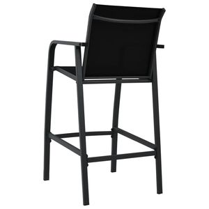 Set di 2 sedie da bar da giardino in acciaio nero con seduta comoda standard in Textilene per esterni - Product Image 5