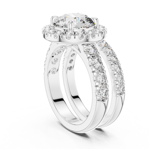 Anillo de Compromiso Aurielle Royale con Halo de Diamantes Redondos, Chapado en Rodio sobre Oro Blanco de 18K, Luna Majesty - Product Image 1