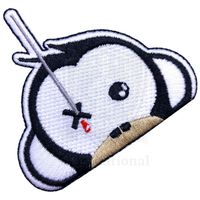 Parche Bordado Termoadhesivo de Sarga con Diseño Personalizado de Caballero Negro con Herida Roja/Corazón Redondo, Estilo Termoadhesivo para Planchar con Tu Nombre o Logotipo