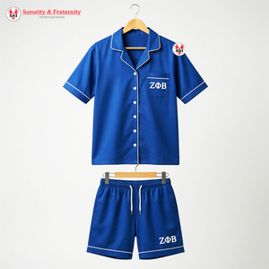 Zeta Phi Beta Sorority Women's Comfortable Satin Pajamas Set Short Sleeve Crew Neck <b>Spaghetti</b> <b>Strap</b> Breathable New Fashion trend - Product Image 3