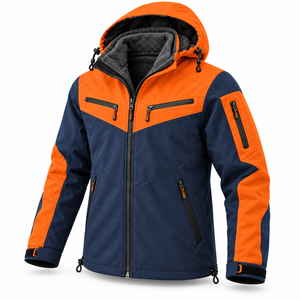 Veste d'hiver softshell à capuche pour homme, marque privée OEM, doublure polaire, color block, multi-poches, pour l'escalade, la randonnée, les voyages en plein air - Product Image 2