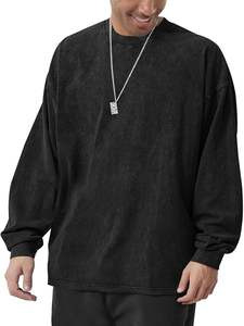 เสื้อยืดโอเวอร์ไซส์แขนยาวสำหรับผู้ชาย สไตล์วินเทจ ล้างสีแบบแอซิด ใส่สบาย สีพื้นหลากสี รับผลิตจากโรงงานโดยตรง พร้อมสกรีนโลโก้ตามสั่ง - Product Image 4