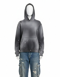 Sudadera con capucha extragrande Glory Custom Sun Fade con estampado serigrafiado y efecto desgastado, de algodón premium, para ropa urbana, unisex, OEM. - Product Image 2