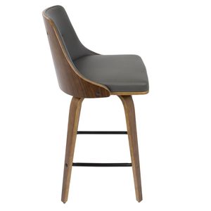 Gianna 26\" Mid Century Modern Counter <b>Stool</b> Walnut with Grey Faux <b>Leather</b> Set of 2 - Product Image 4