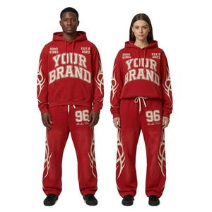 Conjunto Deportivo Unisex Personalizado con Logotipo, Sudadera con Capucha y Pantalones de Felpa Gruesa, Estampado Tribal, Estilo Urbano - Product Image 1
