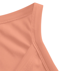 Camiseta sin mangas de canalé con cuello en V para mujer, ajustada, elástica, informal, de poliéster suave y transpirable para el día a día - Product Image 4