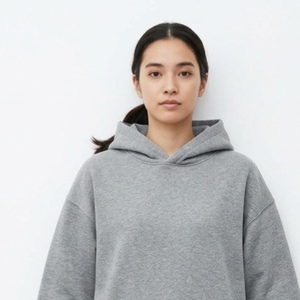 Sudadera con Capucha Extra Grande para Mujer, Gris, Mezcla de Algodón y Felpa, Gruesa, Personalizable, Manga Larga, Color Sólido, con Bolsillos - Product Image 6