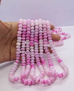 ลูกปัดโอปอลสีชมพู AAA รูปทรงกลมเรียบ ขนาด 8-8.5 มม. ลูกปัดพลอยโอปอลสีชมพูควีน ขนาด 16 นิ้ว ลูกปัดโอปอลสีชมพูคอตตอนแคนดี้ทรงกลมแบบหลวม - Product Image 1