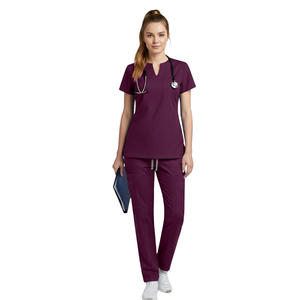 Conjunto de Uniforme Médico para Mujer, Manga Corta, Cuello en V, Uniforme de Enfermería, Ropa de Trabajo para Hospital, Clínica y Cuidado de la Piel - Product Image 1