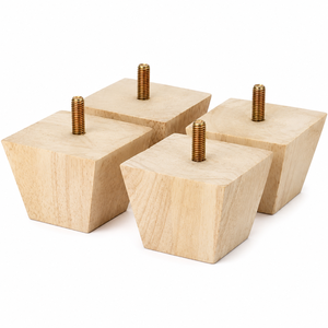 Pieds de meubles carrés en bois massif, design minimaliste, installation facile pour la maison ou le bureau, pieds de canapé en bois massif - Product Image 1