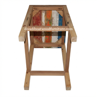 Tabouret de bar design en bois de bateau recyclé, original, unique, multicolore, fait main, écologique, compact, pour bar à domicile, intérieur/extérieur, export