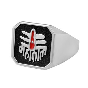 Anillo Plateado con Grabado del Dios Shiva Mahakal, Joyería Espiritual para Hombres y Mujeres - Product Image 3