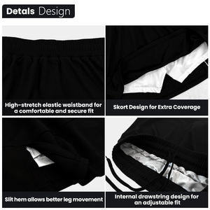 Comfortable Fitted Workout Shorts with Side Slit Casual Summer Mini Length <b>Skort</b> with Natural Waistline - Product Image 3