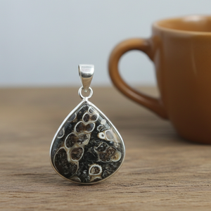 Pendentif en Agate Turritella, Argent 925 Plaqué Or Jaune, Motif Coquillage Goutte d'Eau, Bijou Fait Main, Cadeau de Mode, Vente en Gros, Nouveauté - Product Image 5