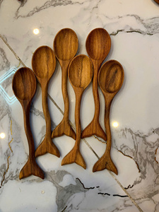 Vietnam Handmade Fish Tail Wooden <b>Spoon</b> Natural Padauk Wood Material for Cooking Serving Soup Rice Kitchen Utensil Use - Product Image 5