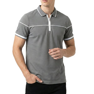 เสื้อโปโลผู้ชายแบบสั่งทำราคาโรงงาน ทรงสปอร์ต ซิป ¼  ตกแต่งด้วยเส้นตัดสี  เสื้อโปโลสำหรับออกกำลังกายแบบขายส่ง - Product Image 4