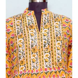 Nuevo Vestido Casual para Mujer, Estampado Floral a Mano, Ecológico, con Mangas Abullonadas, Cuello en V, Talla Grande, Silueta en A, Cierre con Botones - Product Image 2