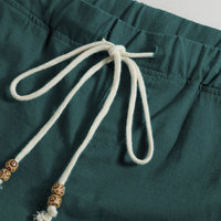 Erkek Giyim Düz Yeşil Pamuklu Bermuda Vintage Şortlar İpli Bel Ve Cepli Günlük Stil Orta Bel Kesim Erkek Şortları