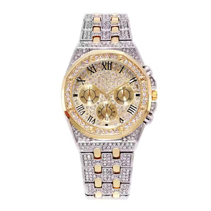 Montre en diamant moissanite pour homme, montre-bracelet analogique à quartz simple et luxueuse pour un usage quotidien et un cadeau, idéale pour les tenues décontractées et formelles - Product Image 1